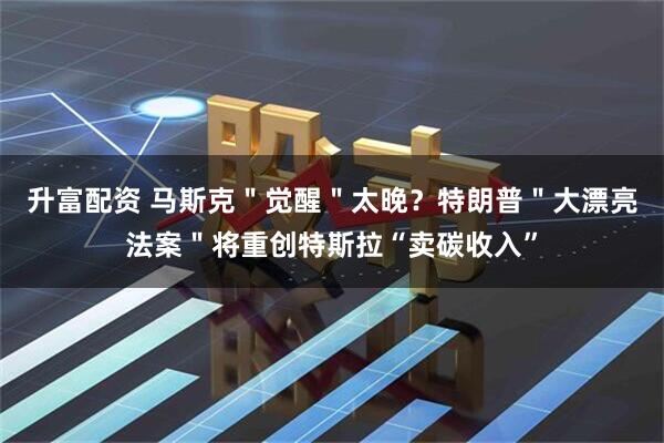 升富配资 马斯克＂觉醒＂太晚？特朗普＂大漂亮法案＂将重创特斯拉“卖碳收入”